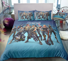 Load image into Gallery viewer, 3D Cartoon Bedding Suit Fortnites Quilt Cover Fortress Night Printed Bed Spead Child Bedroom Bed Duvet Cover Bedclothes 3pcs Set
