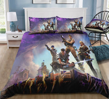 Load image into Gallery viewer, 3D Cartoon Bedding Suit Fortnites Quilt Cover Fortress Night Printed Bed Spead Child Bedroom Bed Duvet Cover Bedclothes 3pcs Set
