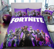 Load image into Gallery viewer, 3D Cartoon Bedding Suit Fortnites Quilt Cover Fortress Night Printed Bed Spead Child Bedroom Bed Duvet Cover Bedclothes 3pcs Set
