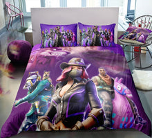 Load image into Gallery viewer, 3D Cartoon Bedding Suit Fortnites Quilt Cover Fortress Night Printed Bed Spead Child Bedroom Bed Duvet Cover Bedclothes 3pcs Set

