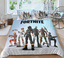 Load image into Gallery viewer, 3D Cartoon Bedding Suit Fortnites Quilt Cover Fortress Night Printed Bed Spead Child Bedroom Bed Duvet Cover Bedclothes 3pcs Set

