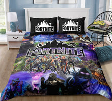 Load image into Gallery viewer, 3D Cartoon Bedding Suit Fortnites Quilt Cover Fortress Night Printed Bed Spead Child Bedroom Bed Duvet Cover Bedclothes 3pcs Set
