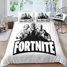 Load image into Gallery viewer, 3D Cartoon Bedding Suit Fortnites Quilt Cover Fortress Night Printed Bed Spead Child Bedroom Bed Duvet Cover Bedclothes 3pcs Set
