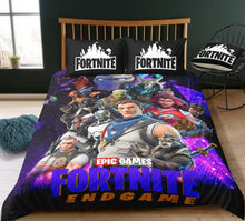 Load image into Gallery viewer, 3D Cartoon Bedding Suit Fortnites Quilt Cover Fortress Night Printed Bed Spead Child Bedroom Bed Duvet Cover Bedclothes 3pcs Set
